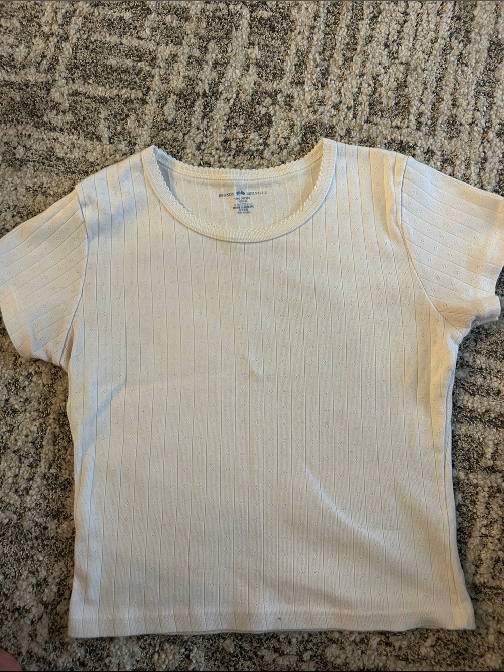 Brandy Melville Cream Ribbed Short Sleeve Tee